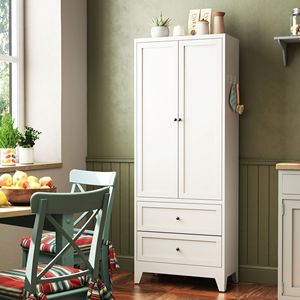 72-Inch <b>White</b> Freestanding Pantry <b>Cabinet</b> with 2 Drawers Heavy Duty Kitchen <b>Storage</b> Organizer Adjustable Shelves - Product Image 1