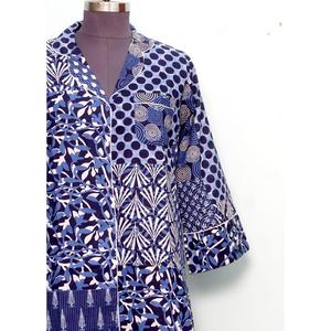 Vestido Largo de Algodón Ecológico con Estampado Floral, Mangas Coreanas, Estampado a Mano, Cuello en V, Talla Midi, Estilo Camisero, Informal, para Fiestas de Verano - Product Image 2