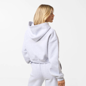 Women's Winter <b>Tracksuit</b> Set Heather <b>Grey</b> <b>Acid</b> <b>Wash</b> Solid 100% Cotton Hooded Drop Shoulder Relaxed Fit Full Length 2 in 1 Design - Product Image 2