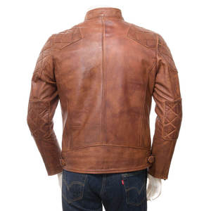 Veste de motard vintage en cuir véritable pour homme, style rétro, coupe slim, fermeture éclair, coupe-vent, respirante, veste d'hiver pour homme - Product Image 2