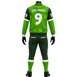 Conjunto de Chaqueta y Pantalones de Béisbol Verde y Negro, Camisa de Manga Larga con Botones y Pantalones a Juego, Uniforme Deportivo Transpirable - Product Image 2