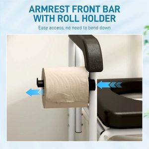 Black Manual Wheelchair for Seniors Bedside <b>Commode</b> <b>Chair</b> with Shower Features - Product Image 5