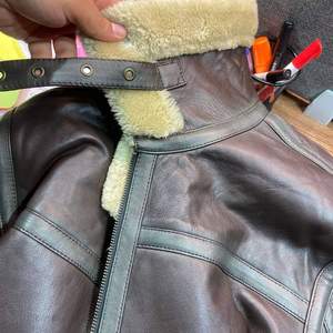 <b>Men's</b> Brown Genuine Leather <b>Shearling</b> Bomber <b>Jacket</b> Winter Fur Lined Aviator Style Flight <b>Jacket</b> OEM Manufacturer - Product Image 5
