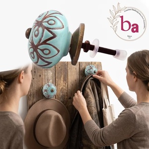 Ba <b>Ceramic</b> Cabinet <b>Knobs</b> Industrial Eco-Friendly Turquoise Brown Pattern for Kitchen Home Office Apartment Furniture Handles - Product Image 3
