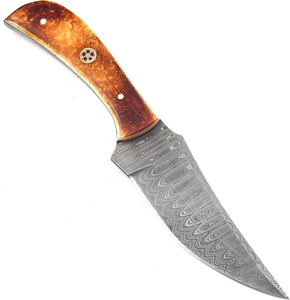 Cuchillo de Caza Hecho a Mano de Acero de Damasco, Forjado a Mano, Hoja Fija, Full Tang, para Supervivencia al Aire Libre, Bushcraft y Camping, con Calidad Premium - Product Image 1
