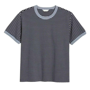 Camiseta de Hombre con Rayas Horizontales, Logotipo Personalizado, 100% Algodón, Estilo Casual de Verano, Fabricante OEM ODM - Product Image 5