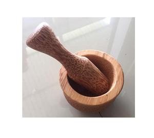 Mortier et pilon en bois pour épices, herbes et médicaments, ensemble de deux pièces - Product Image 1