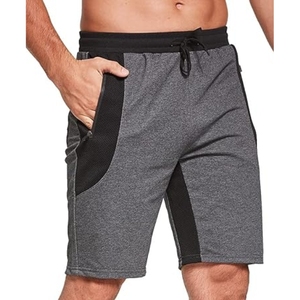 Pantalones Cortos Bermuda de Punto Gris para Hombre, Cintura Media, Cordón Ajustable, Casuales, Deportivos, con Bolsillos con Cremallera, Diseño Transpirable - Product Image 3