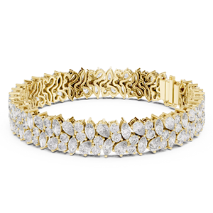 Ensemble de bracelets tendril en or jaune 18 carats plaqué rhodium avec diamants de laboratoire de luxe à taille mixte pour usage quotidien/bureau, mariage et fiançailles - Product Image 1