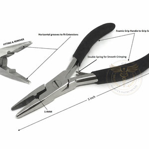 Pinzas para Colocación y Extracción de Extensiones de Cabello con Mordazas Ranuradas Horizontales, Doble Resorte, Empuñadura Ergonómica de Espuma Suave, Micro Anillo - Product Image 1