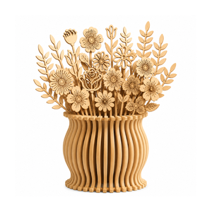Laser Cut Wooden Flower Vase | Decorative Floral Wooden Centerpiece | Natural Wood <b>Table</b> Decor | Handmade Flower Arrangement - Product Image 1
