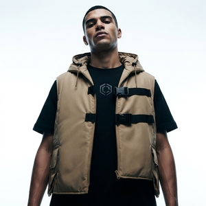 Men's Polyester Cotton <b>Puffer</b> <b>Jacket</b> <b>Vest</b> Regular Sleeve Warm Quilted Winter Outdoor Casual Lightweight Insulated Coat Custom OE - Product Image 2