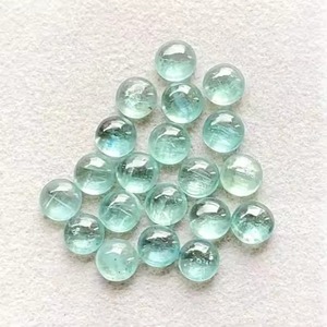 Kyanite aquatique, cabochon ovale lisse, pierre précieuse en vrac, lot de 15 pièces, vert naturel, dos plat, pour bijoux - Product Image 1