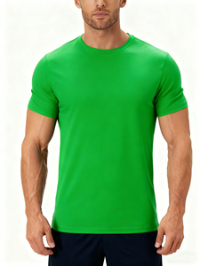 T-shirt pour homme de grande taille, de haute qualité, à séchage rapide, pour la salle de sport, la remise en forme, avec logo personnalisé, col rond, t-shirt uni - Product Image 4
