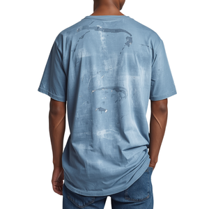 T-shirt en coton tricoté épais 100 % pur, coupe droite, bleu glace délavé, pour hommes, design de vêtements de mode haut de gamme, vente en gros - Product Image 4