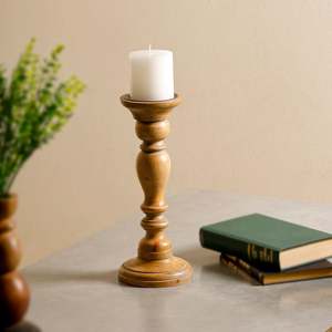 Candelero de Madera Hecho a Mano con Forma de Columna, Decoración para el Hogar, Acabado en Madera Natural, para Acción de Gracias, Halloween, Navidad - Product Image 2