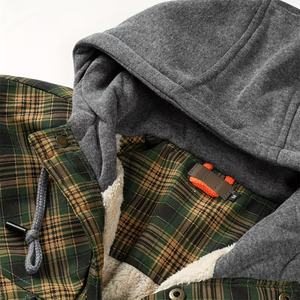 Customizable Men's Hooded Front Logo Soft <b>Flannel</b> <b>Jacket</b> Loose Fit Casual Breathable Knitted - Product Image 4