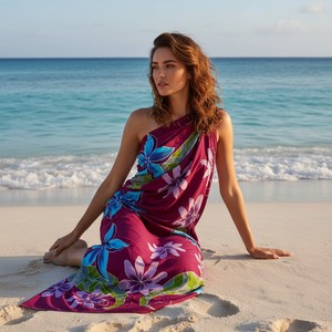 Luxury Tropical Beach <b>Sarong</b> for Women Elegant Long Pareo Wrap Skirt Breathable Rayon Swim Cover Up Stylish Summer Resort Wear - Product Image 3