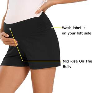 Short de maternité pour femme, été, taille haute élastique, respirant, en coton, avec soutien abdominal ajustable, effet délavé - Product Image 4