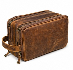Neceser de Viaje de Cuero de Grano Completo Ecológico de Primera Calidad, Organizador de Cosméticos, Bolsa de Aseo para Hombres y Mujeres - Product Image 3
