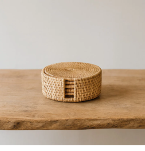 แผ่นรองแก้วหวาย แผ่นรองจานหวาย ที่รองหม้อหวาย ที่รองแก้วหวายสานธรรมชาติ - Product Image 1