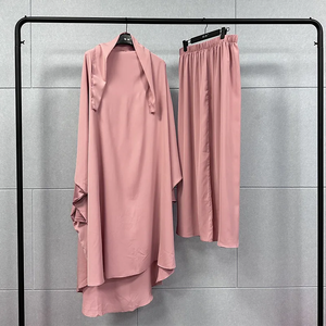 Ramadan Jilbab 2 piece Set Muslim Women <b>Hijab</b> Dress Prayer Garment Abaya Long Khimar Arab Gown Abayas Sets Islamic Clothes Robe - Product Image 5