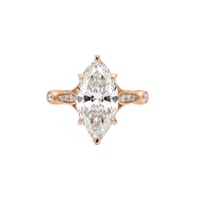 Maravilloso Anillo de Oro Sólido de 10K, 14K, 18K con Diamante Cultivado en Laboratorio de Corte Marquesa y Redondo, Estilo Art Deco, Anillo Solitario de Boda, Joyería Nupcial - Product Image 3