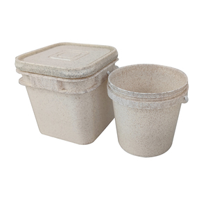 Seau en plastique carré biodégradable de qualité alimentaire avec couvercle et poignée - Product Image 3