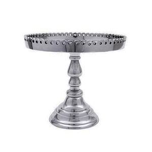Un élégant support à gâteau en acier inoxydable au fini unique ajoute une touche moderne et sophistiquée à toute mise en place de table. - Product Image 1