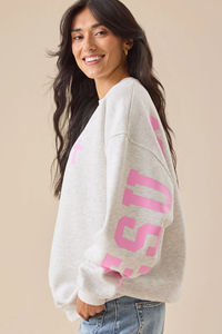 Sudadera con Capucha Extra Grande para Mujer, con Logotipo Personalizado, Estilo Urbano, 100% Algodón, Felpa, Casual, Holgada, con Mangas Raglán y Estampado Puff - Product Image 5