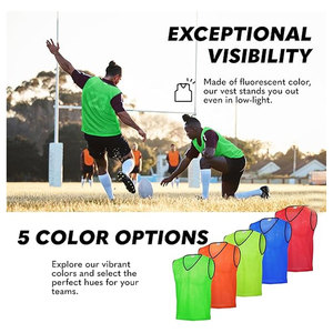 Sports Pinnies Packs of 6 or 12 Free <b>Size</b> <b>Mesh</b> Training Vests for Soccer Basketball Practice Breathable Lightweight Scrimmage - Product Image 2