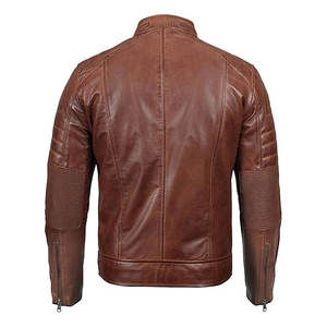 2026 Wholesale Custom New Design Windbreaker Stand Collar Solid Color Motorcycle Leather <b>Jacket</b> - Product Image 6