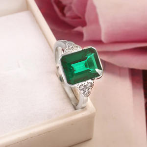 925 Sterling Silver with Lab-Grown Emerald <b>Fine</b> <b>ring</b> Synthetic Lab-Grown Emerald <b>Ring</b> Synthetic Emerald <b>Ring</b> - Product Image 2