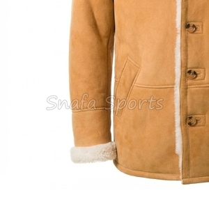 Custom Men's Winter <b>Jacket</b> Faux Fur <b>Shearling</b> Collar Classic Aviator <b>Bomber</b> Style Genuine Pure Leather Men's <b>Jackets</b> - Product Image 4
