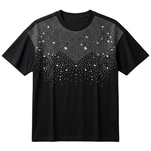 Custom Rhinestone T <b>Shirt</b> Oversized Crystal <b>Studded</b> Streetwear Heavyweight Cotton Tee Private Label Manufacturer SHH Industries - Product Image 1
