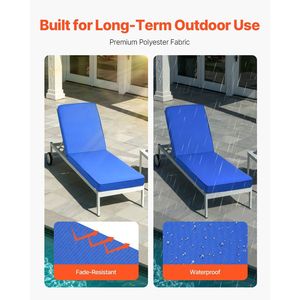 Cuscino Impermeabile e Resistente allo Sbiadimento 72 X 21 X 3 Pollici per Chaise Longue da Esterno, Ricambio per Sedie e Cuscini da Giardino - Product Image 4
