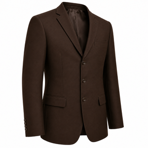 Veste de costume homme marron style britannique, revers cranté, simple boutonnage, infroissable, coupe droite, mélange de laine - Product Image 3