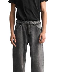 Jeans baggy pour hommes personnalisés de haute qualité motif solide pantalon Vintage mi décontracté tricoté tissage Denim Anti-rides écologique - Product Image 1