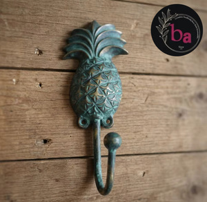 Crochet mural Ba Pineapple en fonte, style vintage, simple, pour vêtements, durable, écologique, auto-adhésif, laiton bleu - Product Image 2