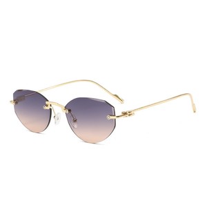 Lunettes de soleil polygonales sans monture avec logo personnalisé, dégradées, style classique européen et américain, unisexe - Product Image 5