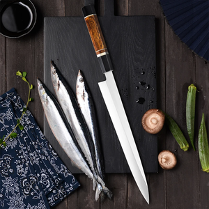 Couteaux Yanagiba professionnels japonais LEGACY BLADES pour sashimi, sushi et filetage, fabriqués à la main en acier à haute teneur en carbone, manche en bois, ambidextres - Product Image 1