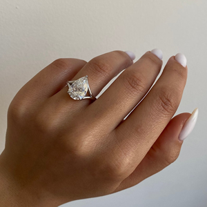 Anillo de compromiso unisex con diamante de corte pera ovalado, engaste de púas, 4 quilates, cultivado en laboratorio, certificado IGI, para boda, 14k, Vermeil, para fiesta - Product Image 5
