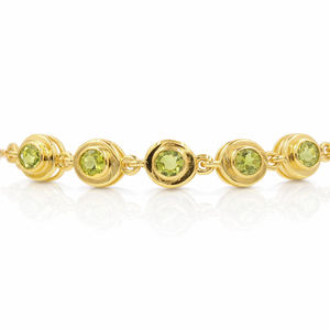925 Sterling <b>Silver</b> Five Stone Peridot <b>Bracelet</b> Adjustable <b>Charm</b> Link Designer Jewelry - Product Image 3