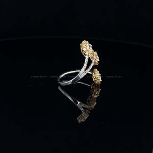 2.32 CTW Emerald & Round Lab Grown Diamond <b>Ring</b> 18K White Gold <b>Statement</b> <b>Ring</b> IGI Certified Bridal Jewelry Anniversary <b>Ring</b> - Product Image 4
