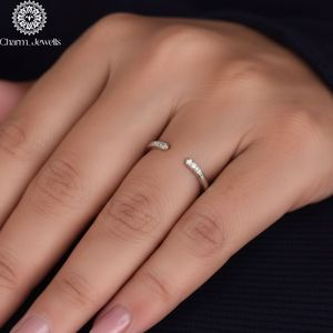 Charm Jewells Moissanite Eternity Band Engagement <b>Ring</b> 18K Gold Plated Prong Setting Brilliant Cut Women's Classic IGI Certified - Product Image 2