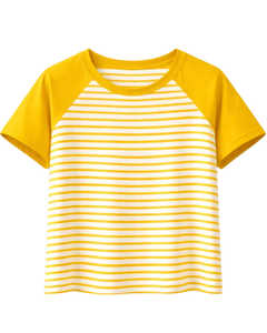 Custom Yellow <b>White</b> Striped Raglan T Shirt Cotton Summer Casual Wear Tee Contrast Sleeve Round Neck OEM Supplier Manufacturer - Product Image 1