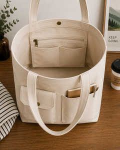<b>Large</b> Fashion Cotton <b>Canvas</b> Tote <b>Bag</b> with Custom Logo Soft Shoulder Strap for Travel & Shopping Daily Carry - Product Image 5