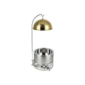 Plat à chafing en acier inoxydable doré martelé avec couvercle, chauffe-plat rond de luxe pour soupes et buffets, avec support suspendu, idéal pour les mariages au Moyen-Orient et au Golfe - Product Image 3