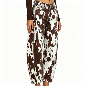 Women's High Waisted Wide Leg <b>Pants</b> Animal Print Loose Fit Ankle-Length Cotton Polyester Casual Spring Trousers - Product Image 3