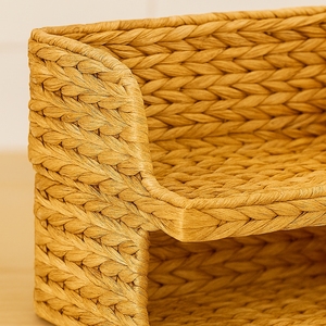 Natural Water Hyacinth Multifunction Storage Organizer Rack Handmade Eco Friendly Woven <b>Basket</b> <b>Shelf</b> Storage Box for Kitchen - Product Image 3